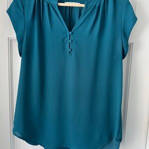 Fun 2 Fun Teal Blouse with Button Detail